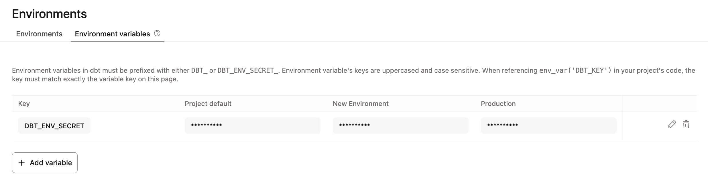 DBT_ENV_SECRET prefix obfuscation